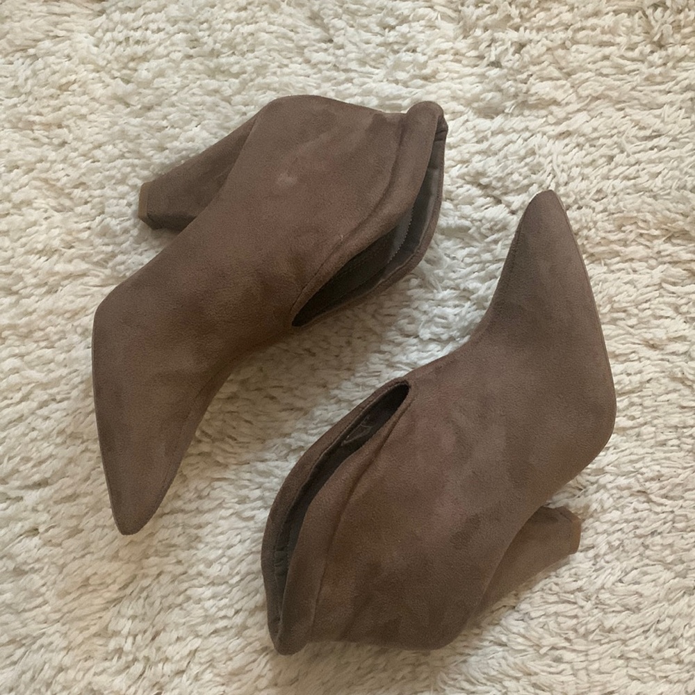 Beige Faux Suede Booties